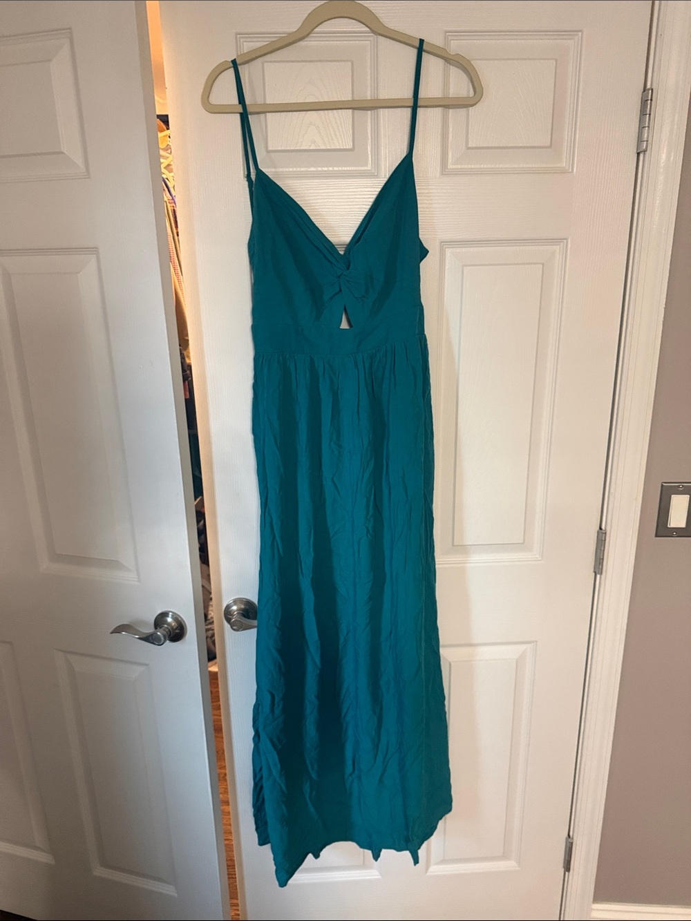 Cupshe Teal Twist-Front Spaghetti Strap Chemise